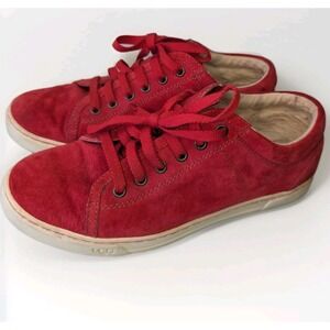 UGG Australia Womens 7 Red Suede Lace Up Sneakers Low Top Casual Shoes 1005484